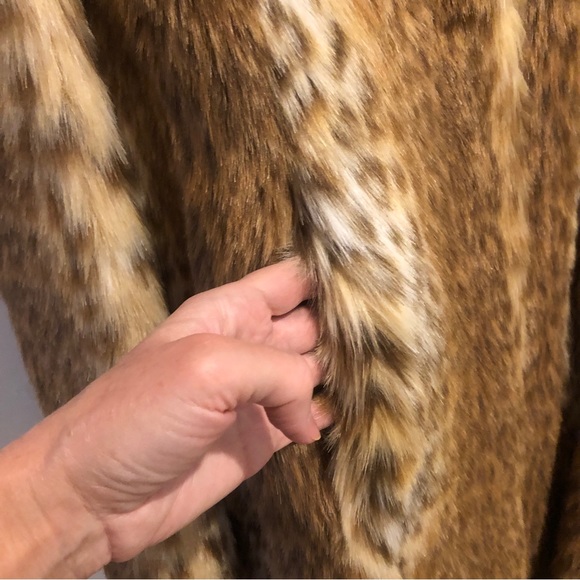 INC Leopard Faux Fur Collared Coat Flare Hem Pockets - Picture 9 of 10